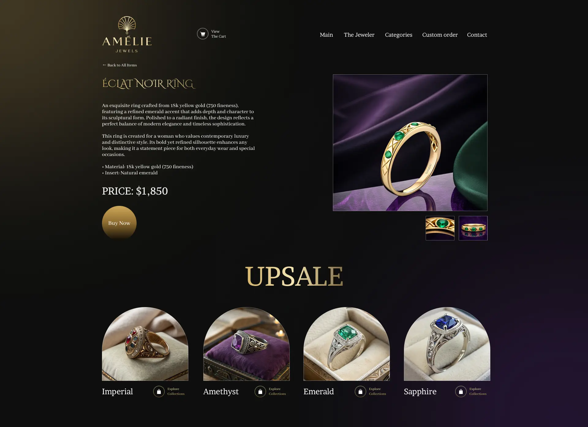 Створення сайту ювелірного магазину Amelie Jewels