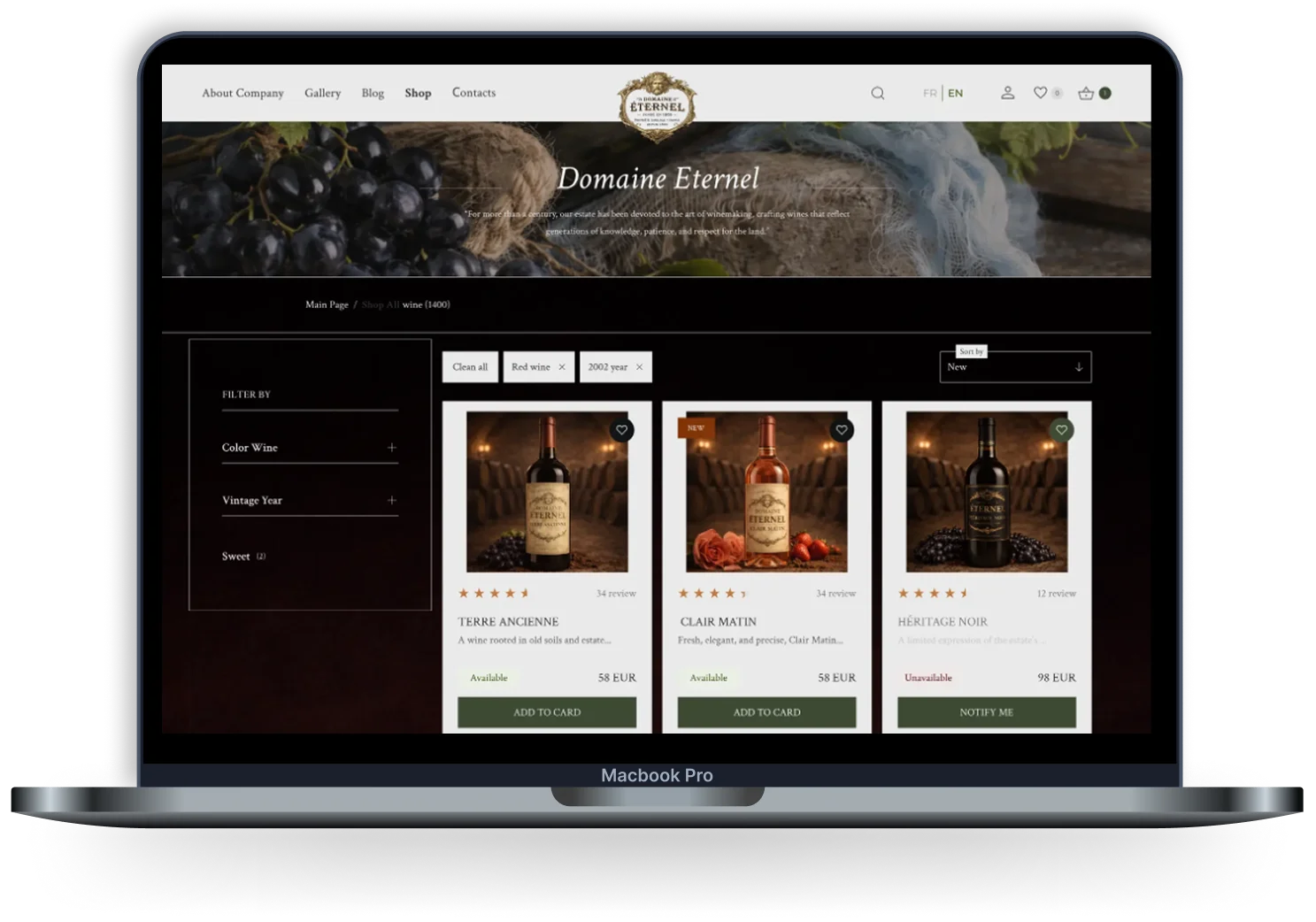 Шлях від вибору вина до замовлення в Domaine Eternel