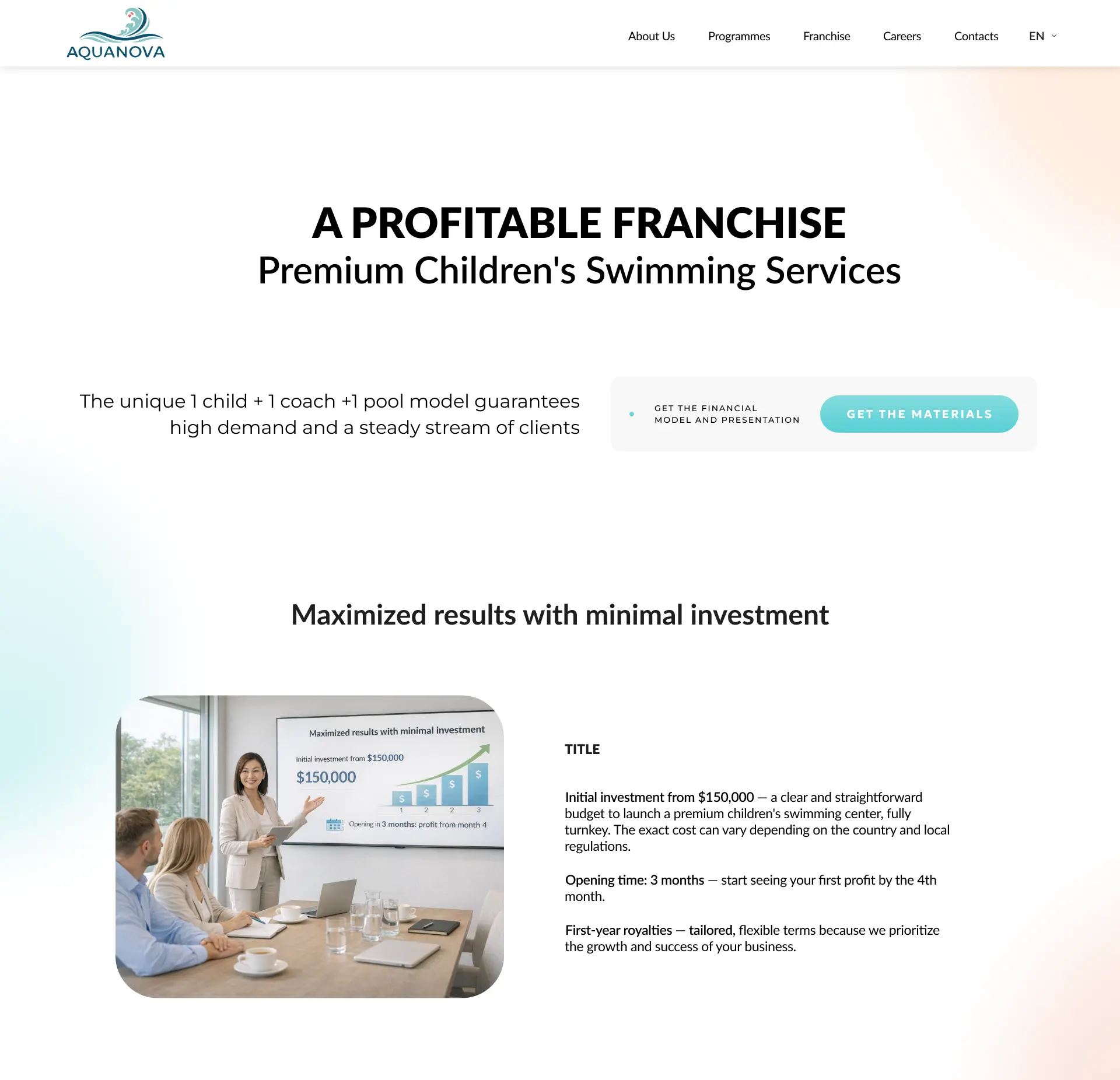 Створення сайту для мережі приватних дитячих басейнів