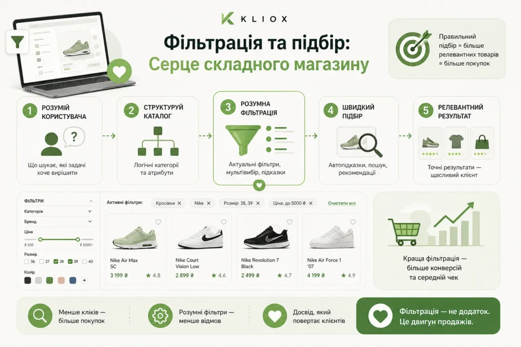 Фільтрація та підбір: Серце складного магазину. Від професіоналів студії kliox