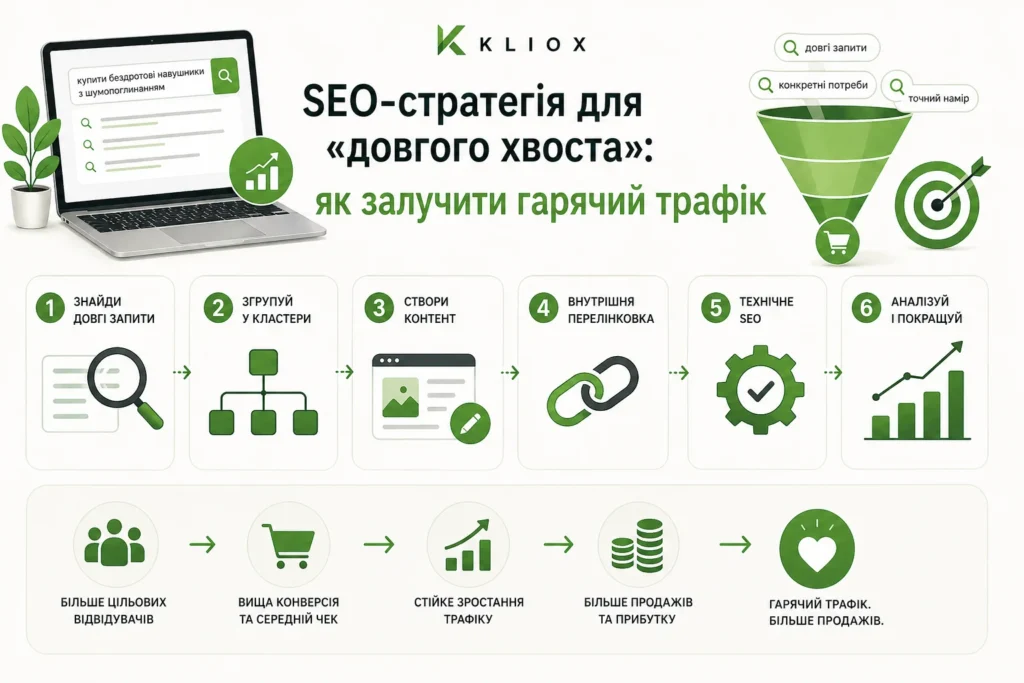 SEO-стратегія для довгого хвоста: як залучити гарячий трафік. Від студії кліокс