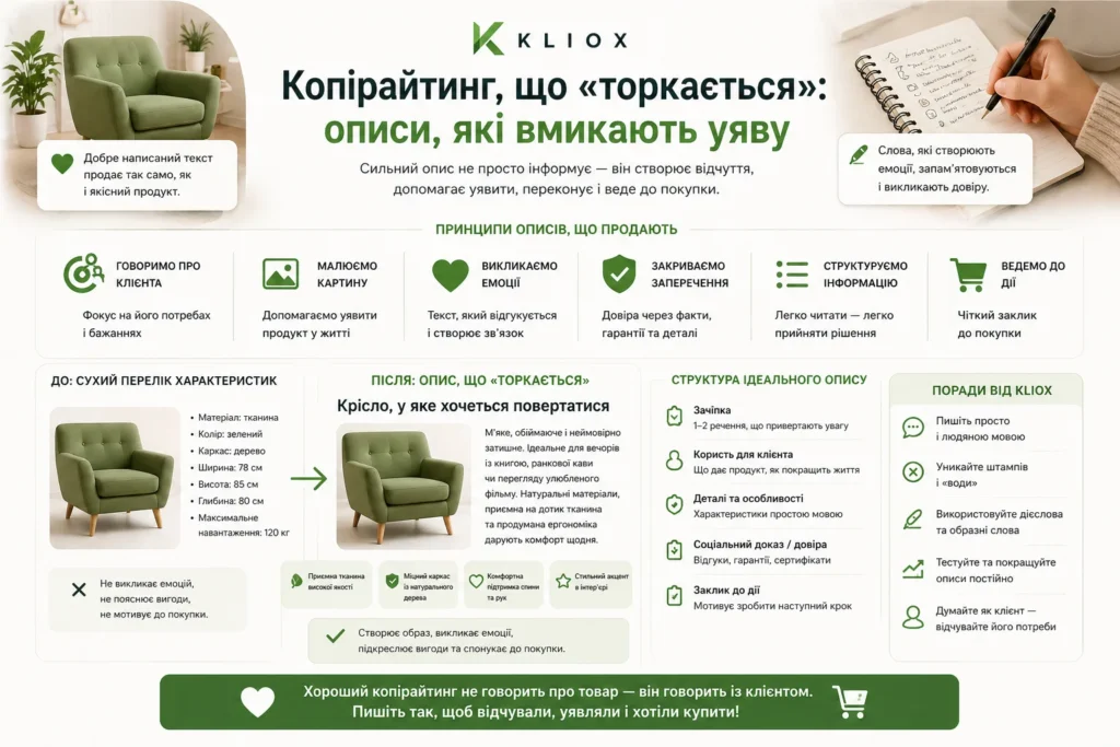 Копірайтинг, що «торкається»: описи, які вмикають уяву. Від професіоналів студії kliox