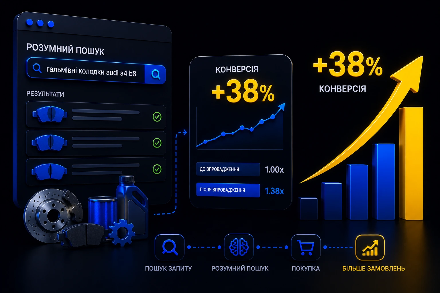 Як розумний пошук збільшив конверсію на 38% для магазину автозапчастин. Від студії кліокс