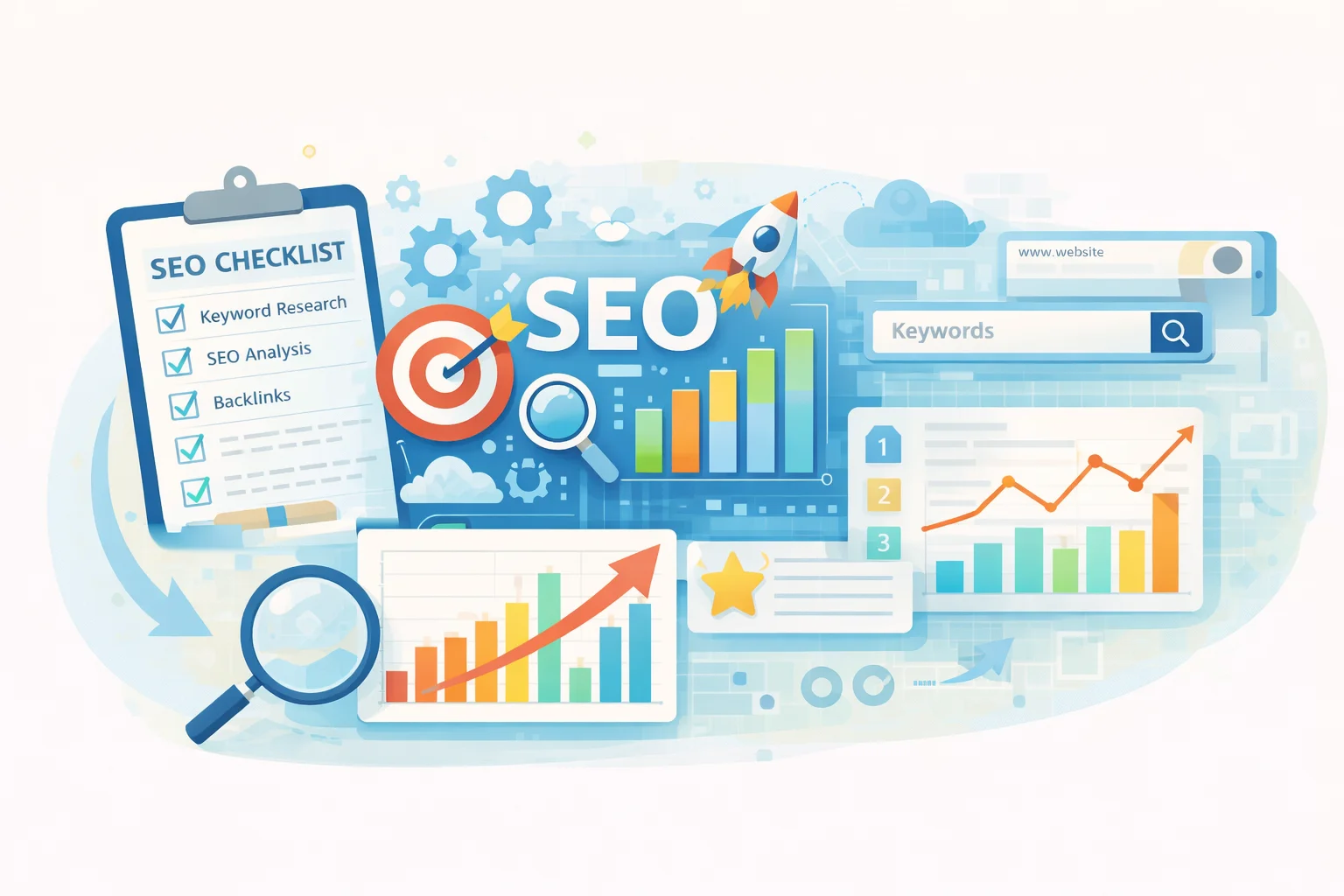 SEO оптимизация сайта: чек-лист продвижения, анализ ключевых слов и рост позиций в поисковых системах
