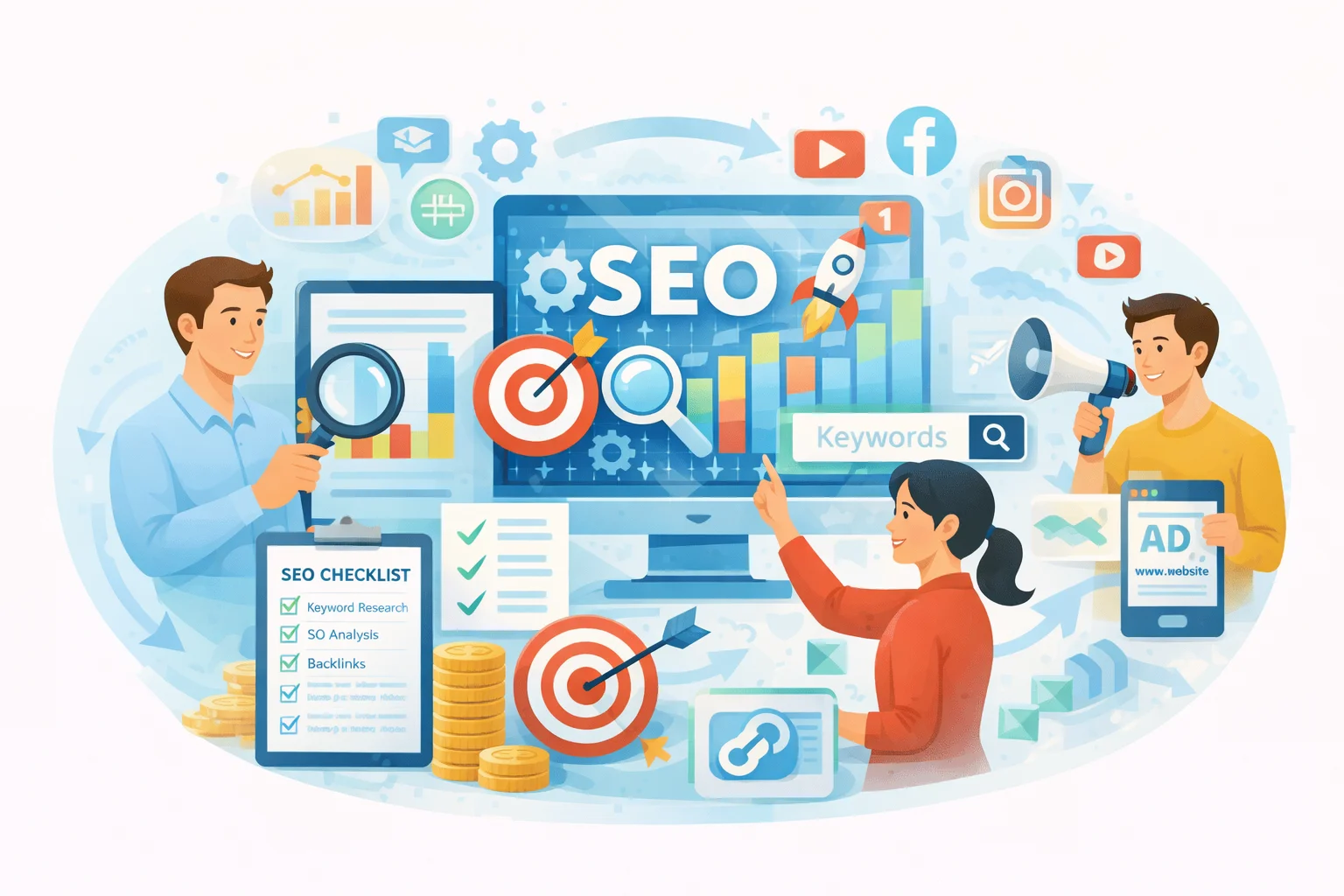 SEO оптимизация сайта: анализ данных, работа с ключевыми словами и рост трафика в интернет-маркетинге